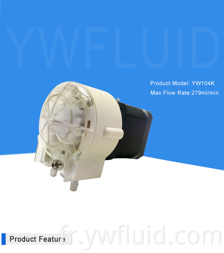 YWfluid haute précision basse pression tête de pompe à charge rapide pompe péristaltique utilisée pour le transfert de glycérine d'huile de sirop de médecine, etc.